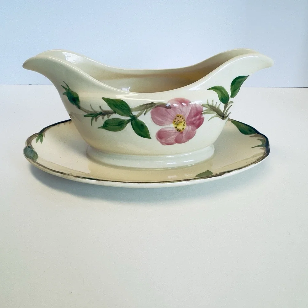 Franciscan Desert Rose Gravy Boat w/ under plate 1949-1953 MARK
